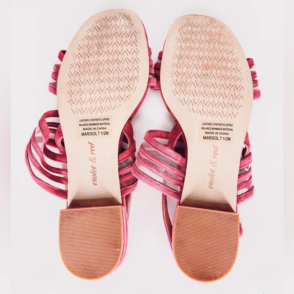 Violet & Red Marisol Mesh Insert Suede Sandal